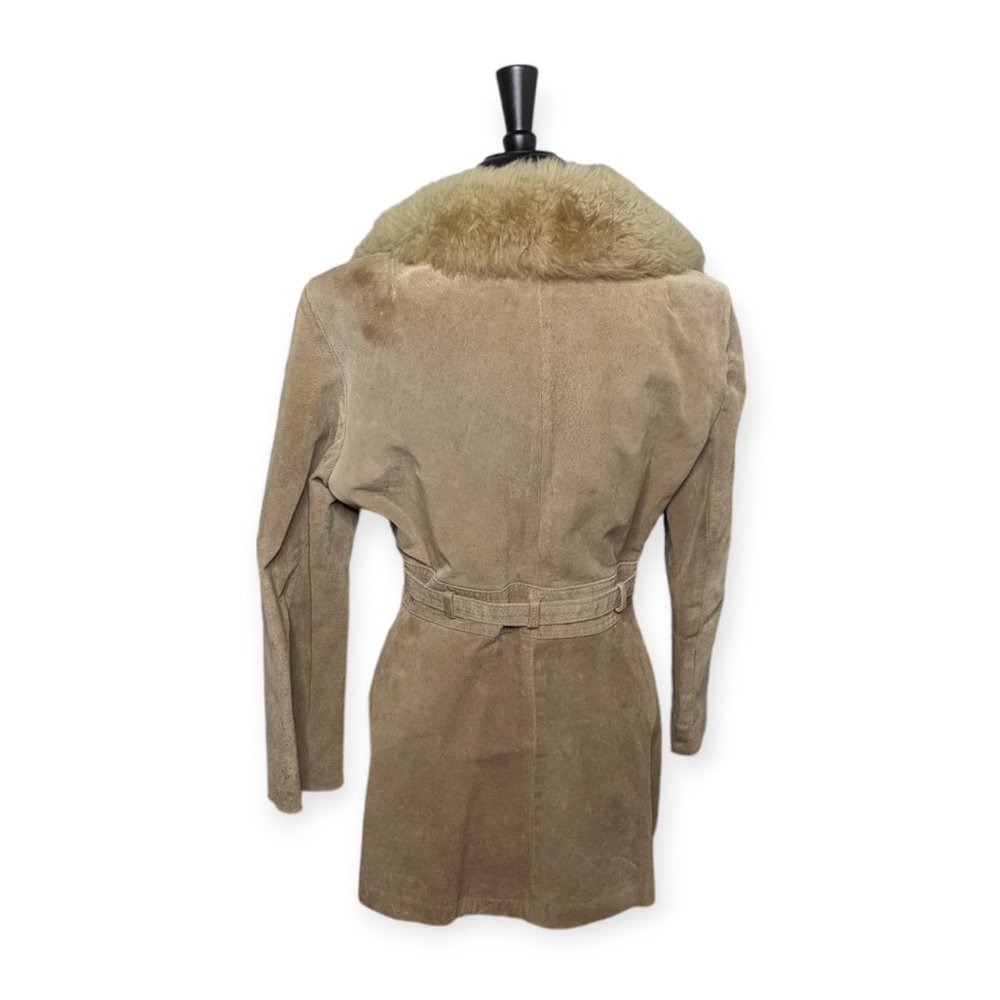 Vintage 70s Tan Faux Leather & Faux Fur Jacket Si… - image 7